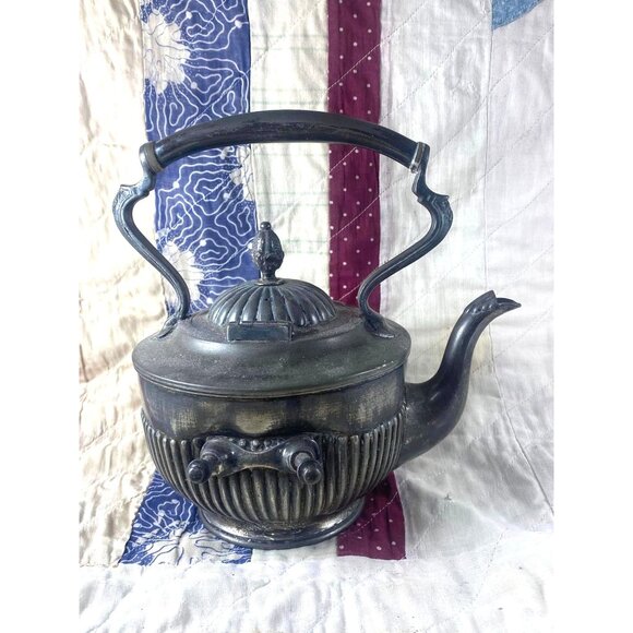 Antique Rogers Smith Silverplate Tilting Spirit Kettle Ribbed Victorian Teapot, - Picture 9 of 9